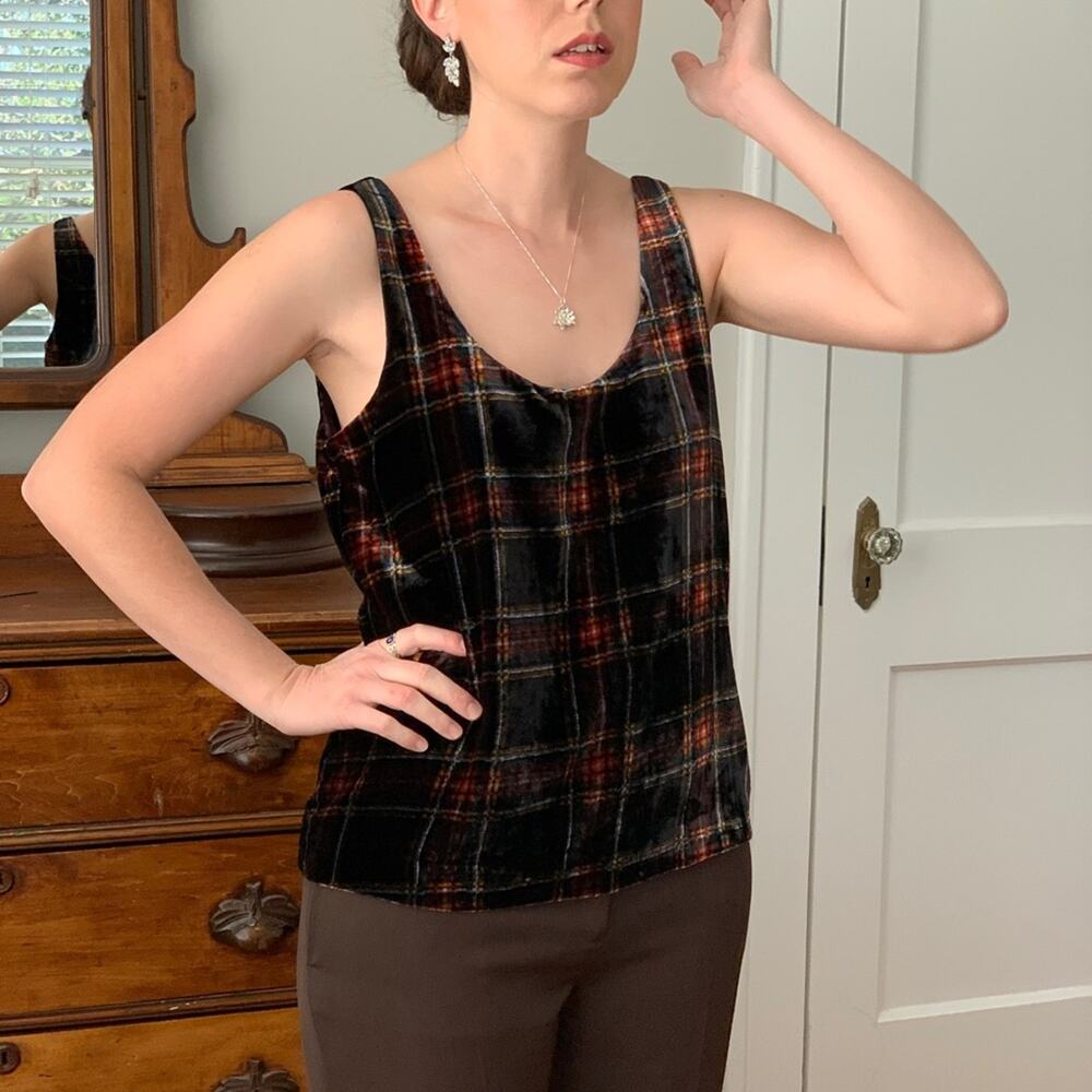 NWT J. Crew Velvet Plaid Top, Size 4